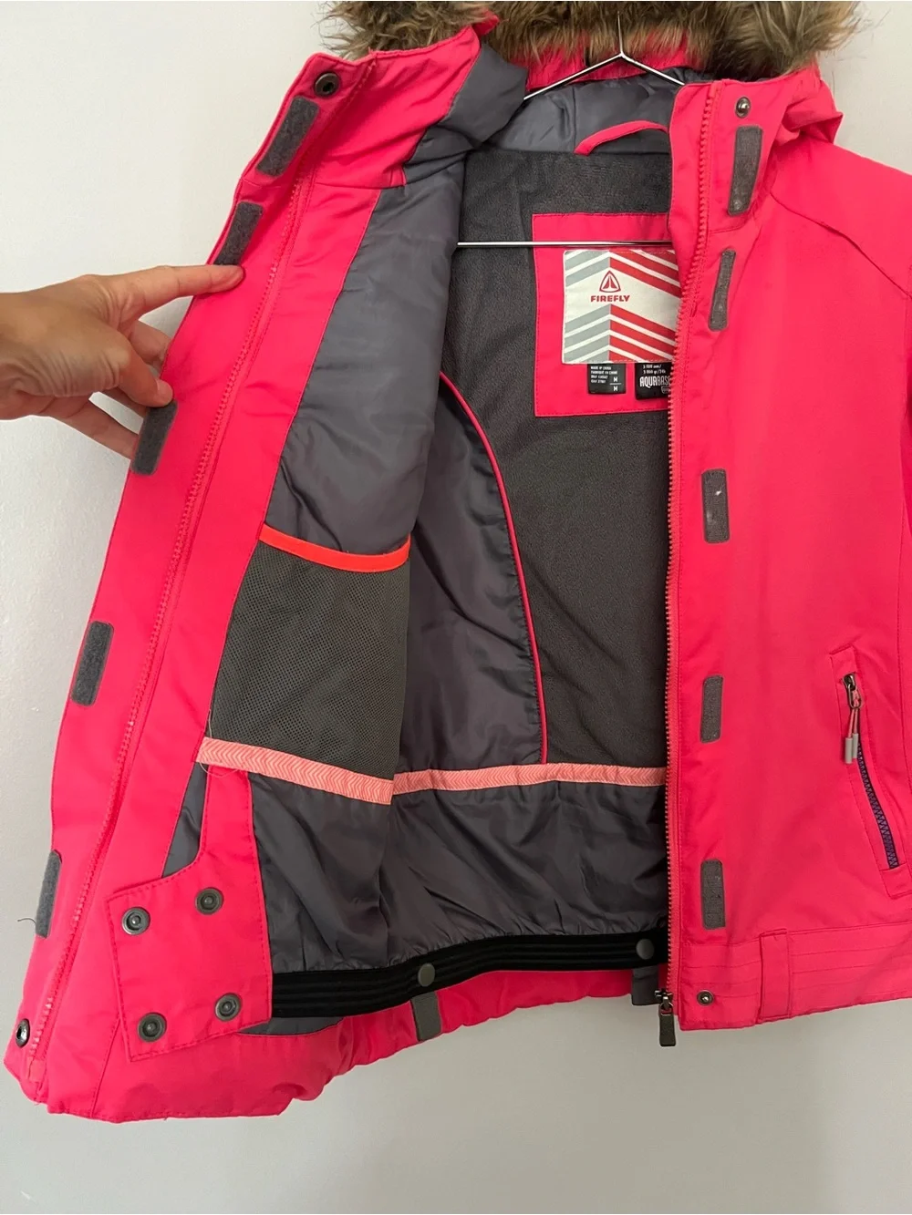 Firefly Girls Pink Ski Jacket Medium 10/12 Fur Hood Winter Coat